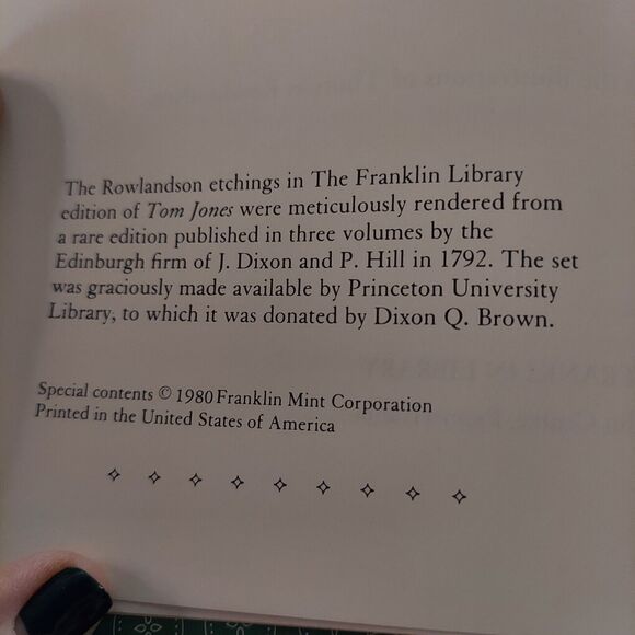 The History of TOM JONES by Henry Fielding- Franklin Library Hardcover VTG 1980
